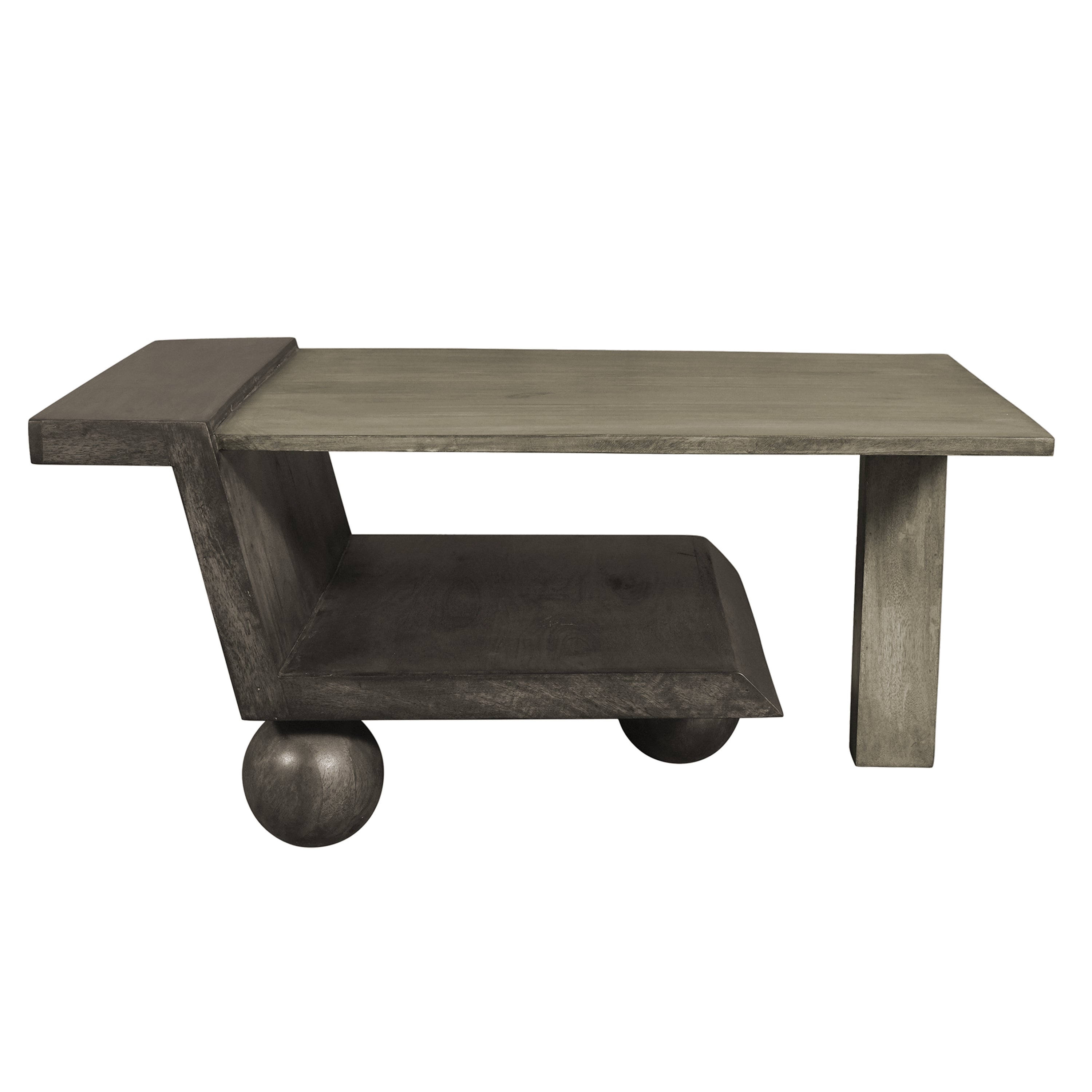 34 Inch Coffee Table, Handcrafted Natural Brown Mango Wood, Modern Con
