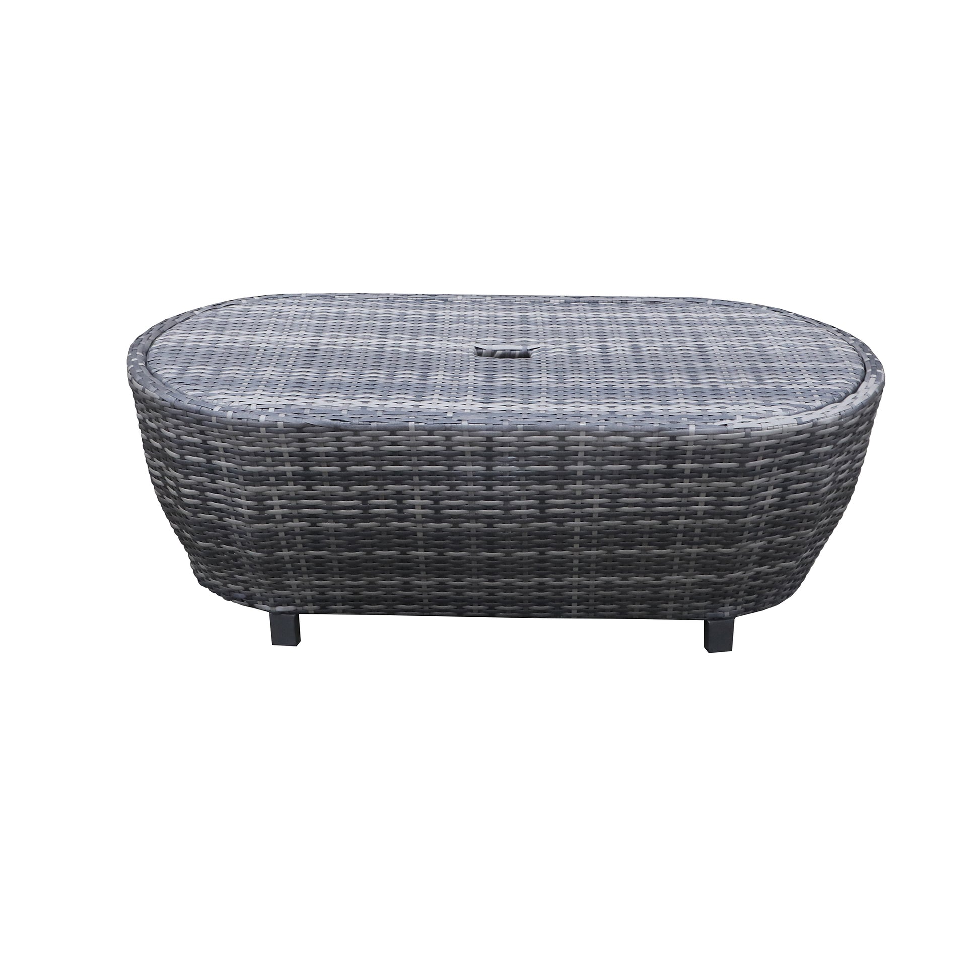 Modern Outdoor Wicker Oval Coffee Table with