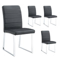 A Set Of 4 Dining Chairs, Black Dining Chair Set, Pu Material High Backrest Seats And Sturdy Leg Chairs, Suitable For Restaurants, Kitchens, And Living Rooms Black Pu