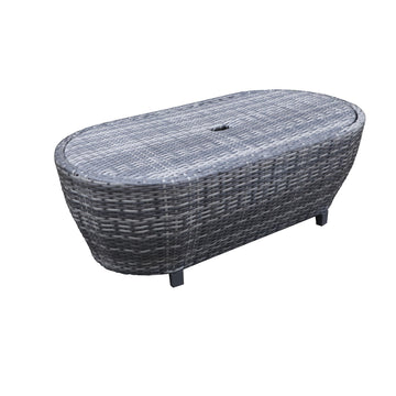 Modern Outdoor Wicker Oval Coffee Table with