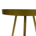 Enid 19 Inch Side End Table, Iron Brass Plating, Black Matte Top, Modern Sleek Angled Legs Antique Brass Black Iron