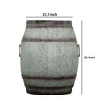 Drum Shape Metal Wine Storage Table With Removable Lid, Rustic Brown And Gray Brown Gray Metal