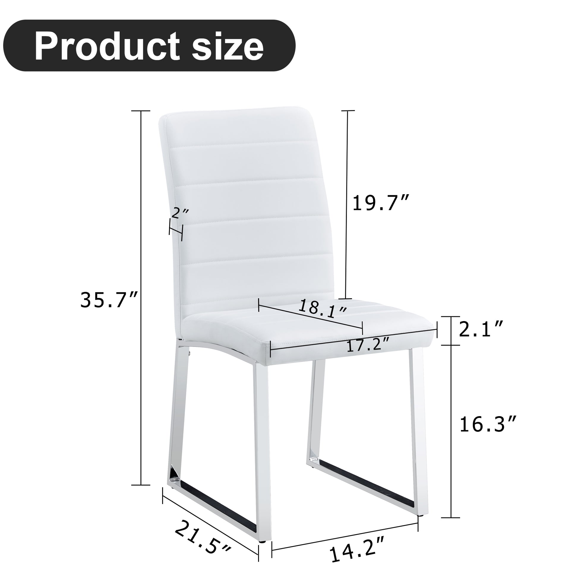 Set Of 4 Dining Chairs, White Dining Chair Set, Pu Material High Backrest Seats And Sturdy Leg Chairs, Suitable For Restaurants, Kitchens, Living Rooms White Pu