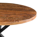 48 Inch Handcrafted Dining Table, Solid Mango Wood Round Top With Iron Crisscrossed Legs, Natural Brown And Black Black Brown Metal & Wood