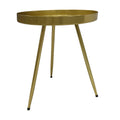 Enid 19 Inch Side End Table, Iron Brass Plating, Tray Top, Modern Sleek Angled Legs Antique Brass Iron