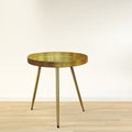 Enid 19 Inch Side End Table, Iron Brass Plating, Tray Top, Modern Sleek Angled Legs Antique Brass Iron