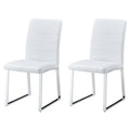 Set Of 2 Dining Chairs, White Dining Chair Set, Pu Material High Backrest Seats And Sturdy Leg Chairs, Suitable For Restaurants, Kitchens, Living Rooms White Pu