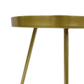 Enid 19 Inch Side End Table, Iron Brass Plating, Tray Top, Modern Sleek Angled Legs Antique Brass Iron