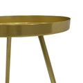 Enid 19 Inch Side End Table, Iron Brass Plating, Tray Top, Modern Sleek Angled Legs Antique Brass Iron