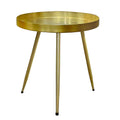 Enid 19 Inch Side End Table, Iron Brass Plating, Tray Top, Modern Sleek Angled Legs Antique Brass Iron