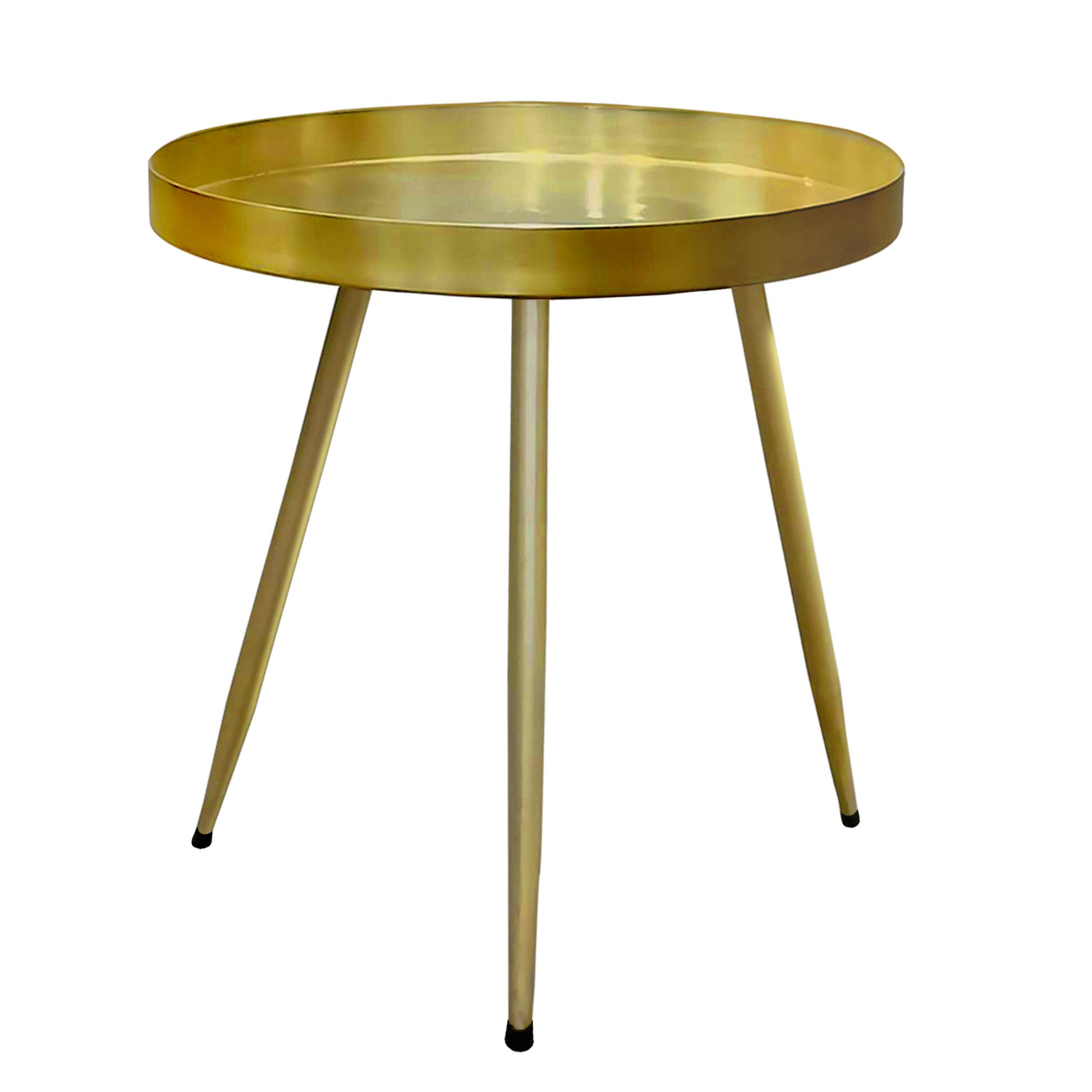 Enid 19 Inch Side End Table, Iron Brass Plating, Tray Top, Modern Sleek Angled Legs Antique Brass Iron