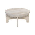 Tomas 32 Inch Coffee Table, Mango Wood Drum Top, Classic Washed White White Solid Wood