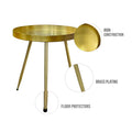 Enid 19 Inch Side End Table, Iron Brass Plating, Tray Top, Modern Sleek Angled Legs Antique Brass Iron