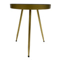 Enid 19 Inch Side End Table, Iron Brass Plating, Black Matte Top, Modern Sleek Angled Legs Antique Brass Black Iron