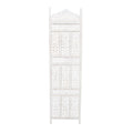 Aesthetiy Carved 4 Panel Wooden Partition Screen Room Divider, Distressed White White Wood