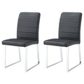 A Set Of 2 Dining Chairs, Black Dining Chair Set, Pu Material High Backrest Seats And Sturdy Leg Chairs, Suitable For Restaurants, Kitchens, And Living Rooms Black Pu