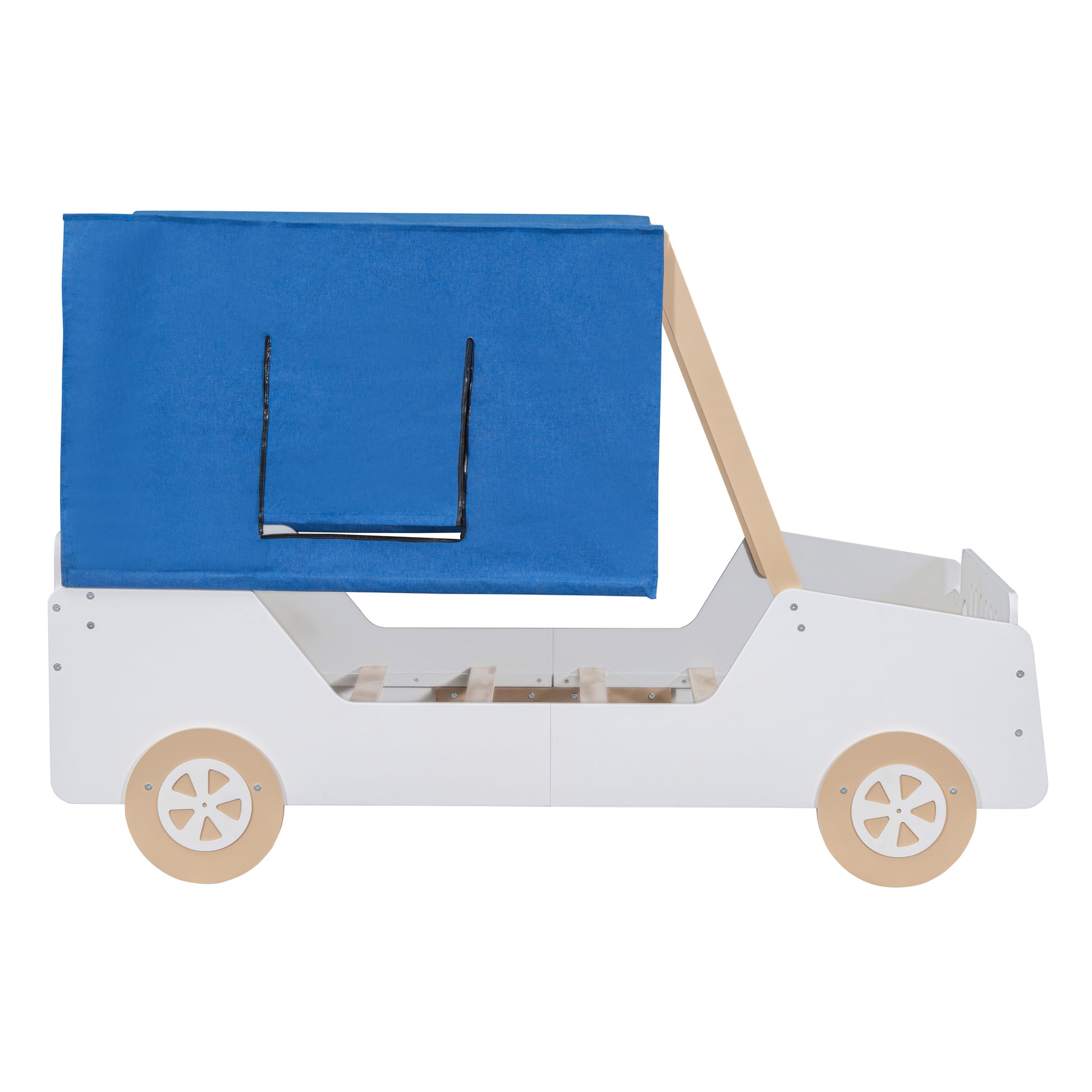 Twin Size Car Shaped Bed With Tents,White Natural White Natural Plywood