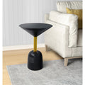 12 Inch Round Cocktail Side End Table, Aluminum Cast Top And Dome Base, Black, Brass Antique Brass Black Aluminum