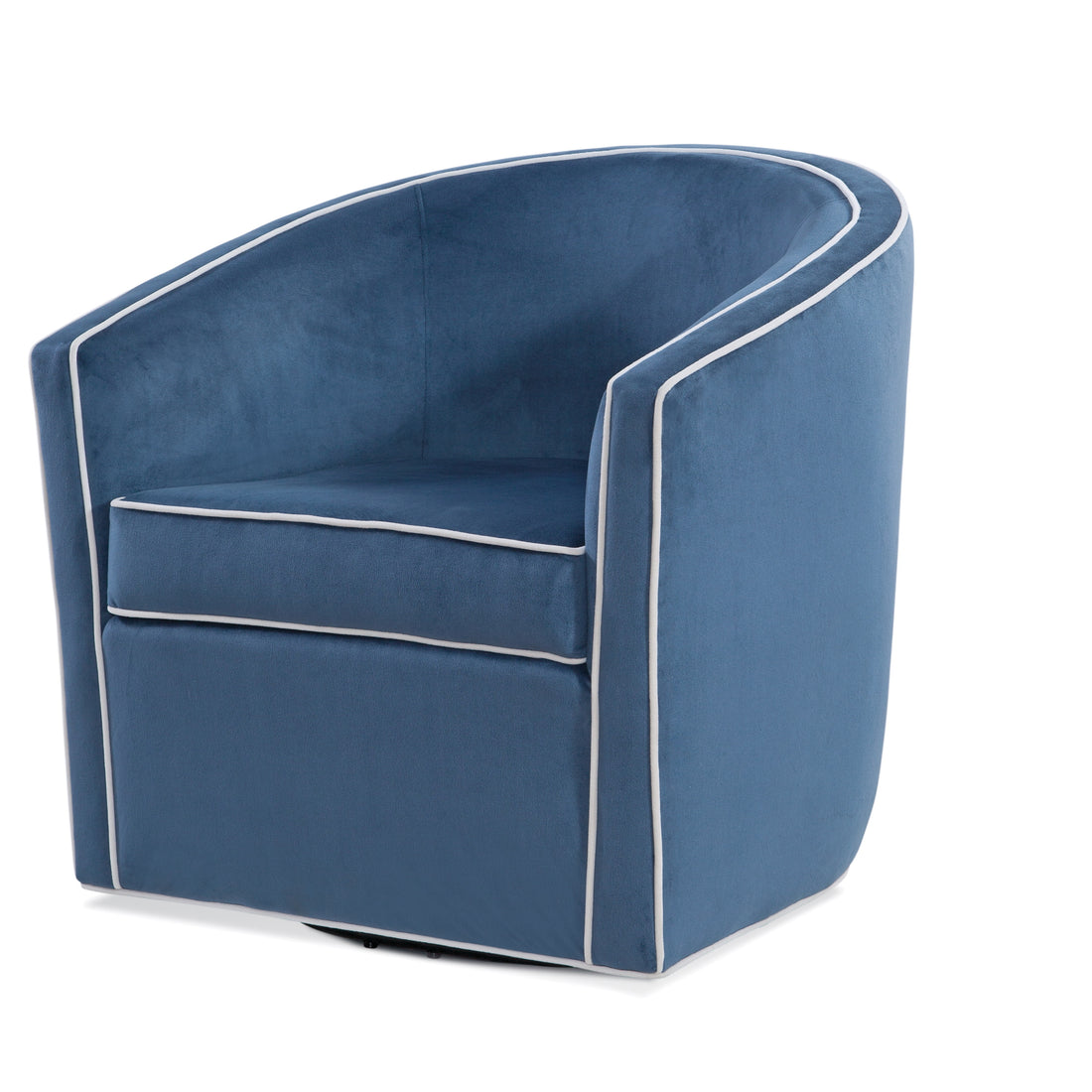 Kendall Blue Swivel Chair Blue Mid Century Modern Foam Velvet