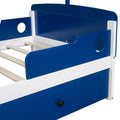 Twin Size Boat Shaped Platform Bed With 2 Drawers ,Twin Bed With Storage For Bedroom,Blue Blue Wood