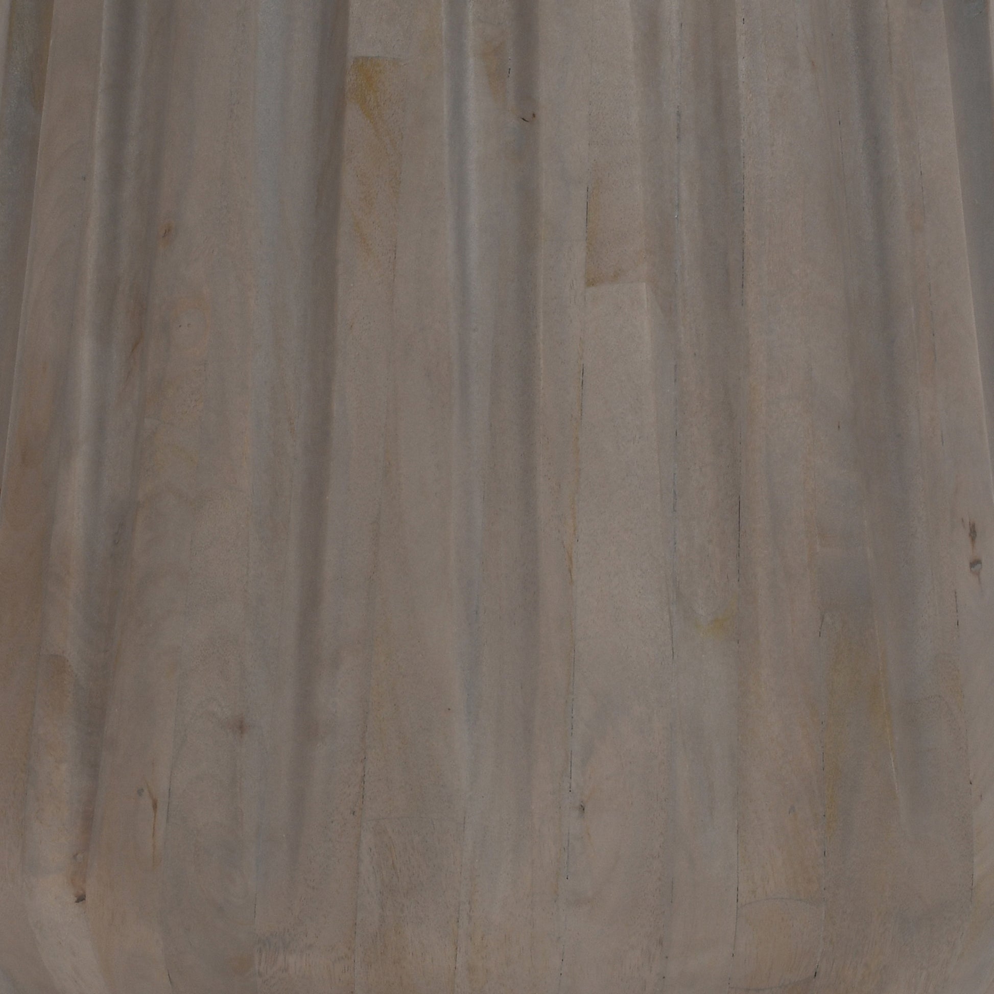 22 Inch Side End Table, Mango Wood Drum Shape With Handcrafted Grooved Edges, Gray Gray Solid Wood