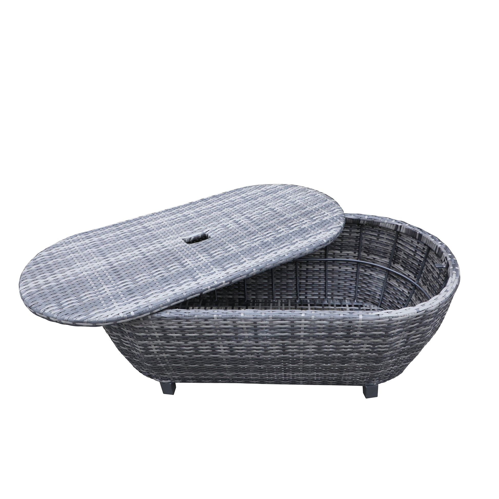 Modern Outdoor Wicker Oval Coffee Table with