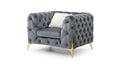 Moderno Tufted Chair Finished In Velvet Fabric In Gray Gray Primary Living Space Modern Solid Wood Mdf Wood