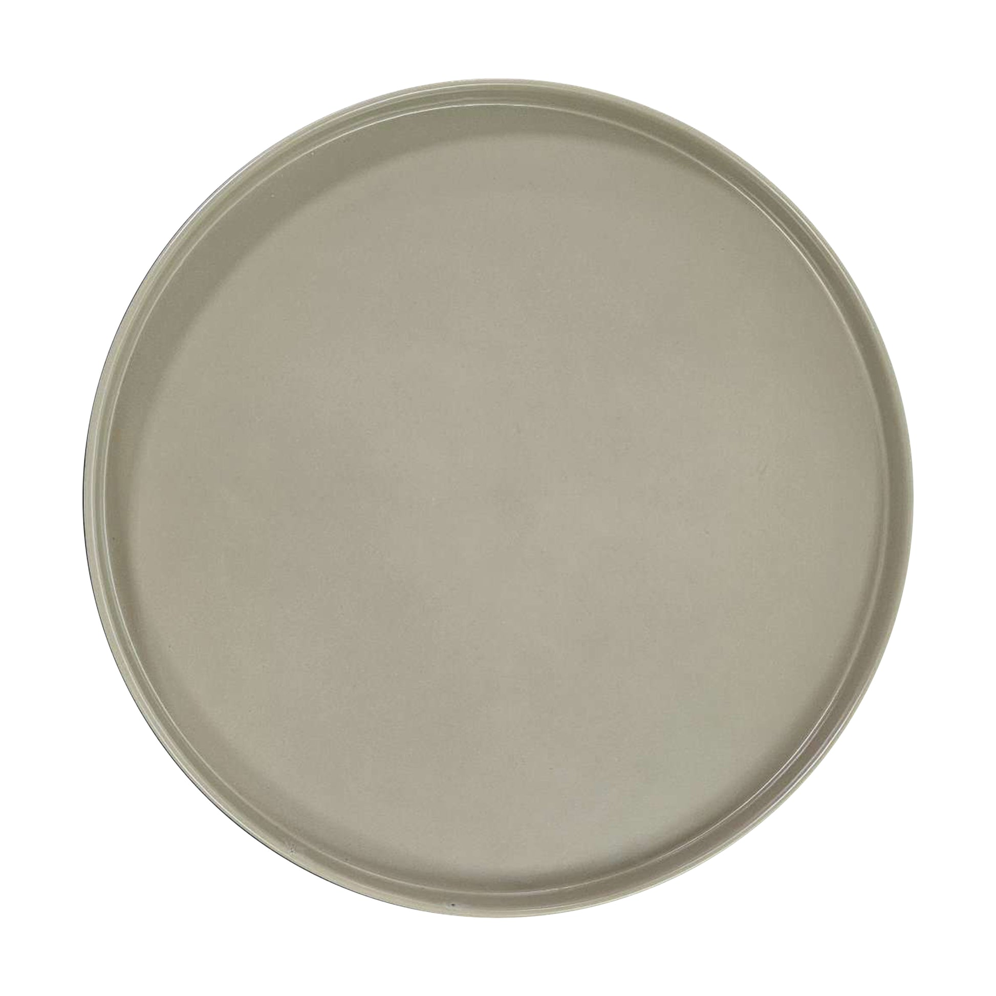 18 Inch Modern Side End Table, Round Metal Tray Top, Foldable Legs, Beige Beige Iron