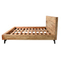 Bree Modern Rustic Queen Size Platform Bed, Brown Acacia & Mango Wood Frame, Black Iron Angled Legs Brown Metal & Wood