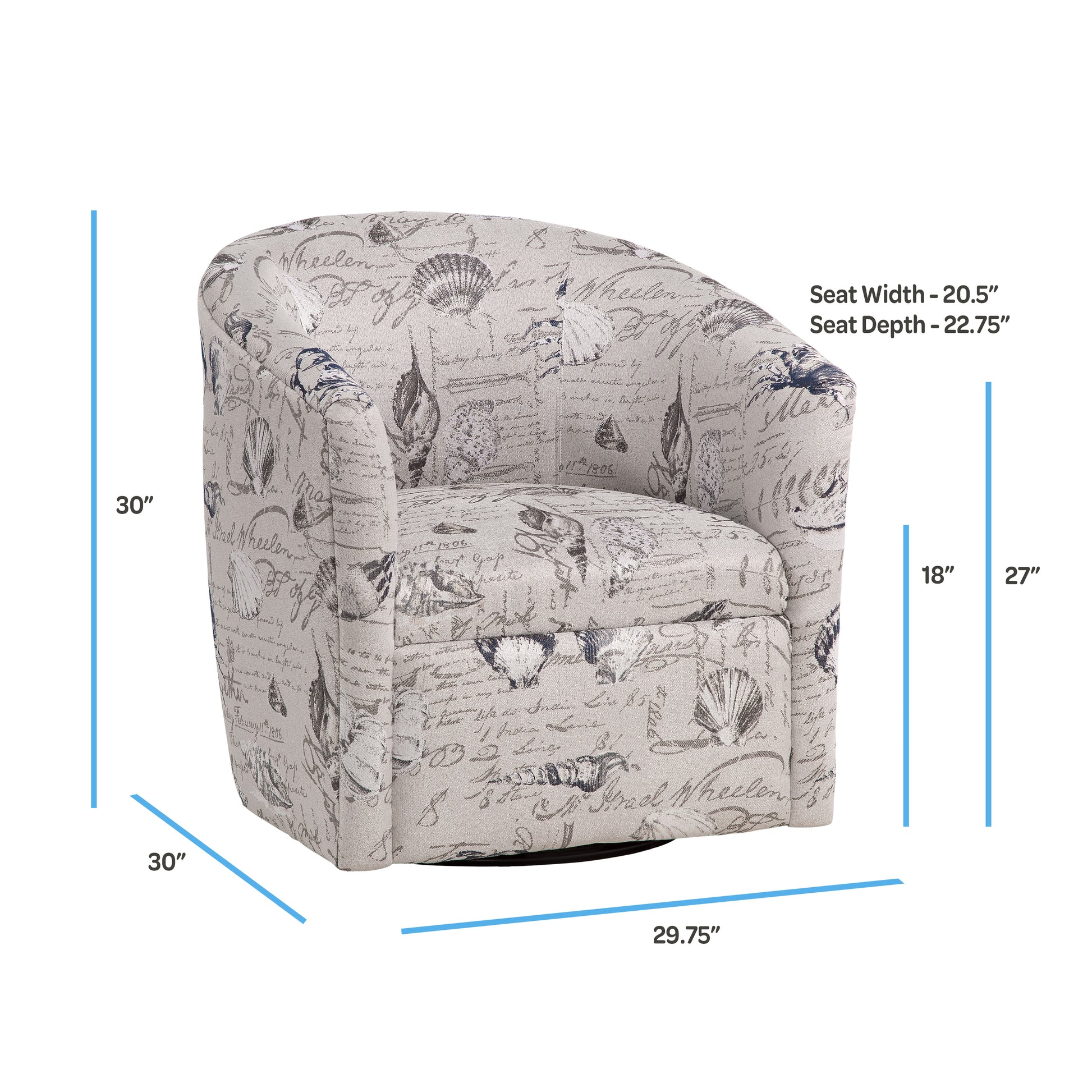 Boardwalk Swivel Accent Chair Gray Beach,Coastal Foam Polyester