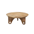 36 Inch Round Coffee Table, Handcrafted Grooved Edge Top, Natural Brown Mango Wood Brown Solid Wood