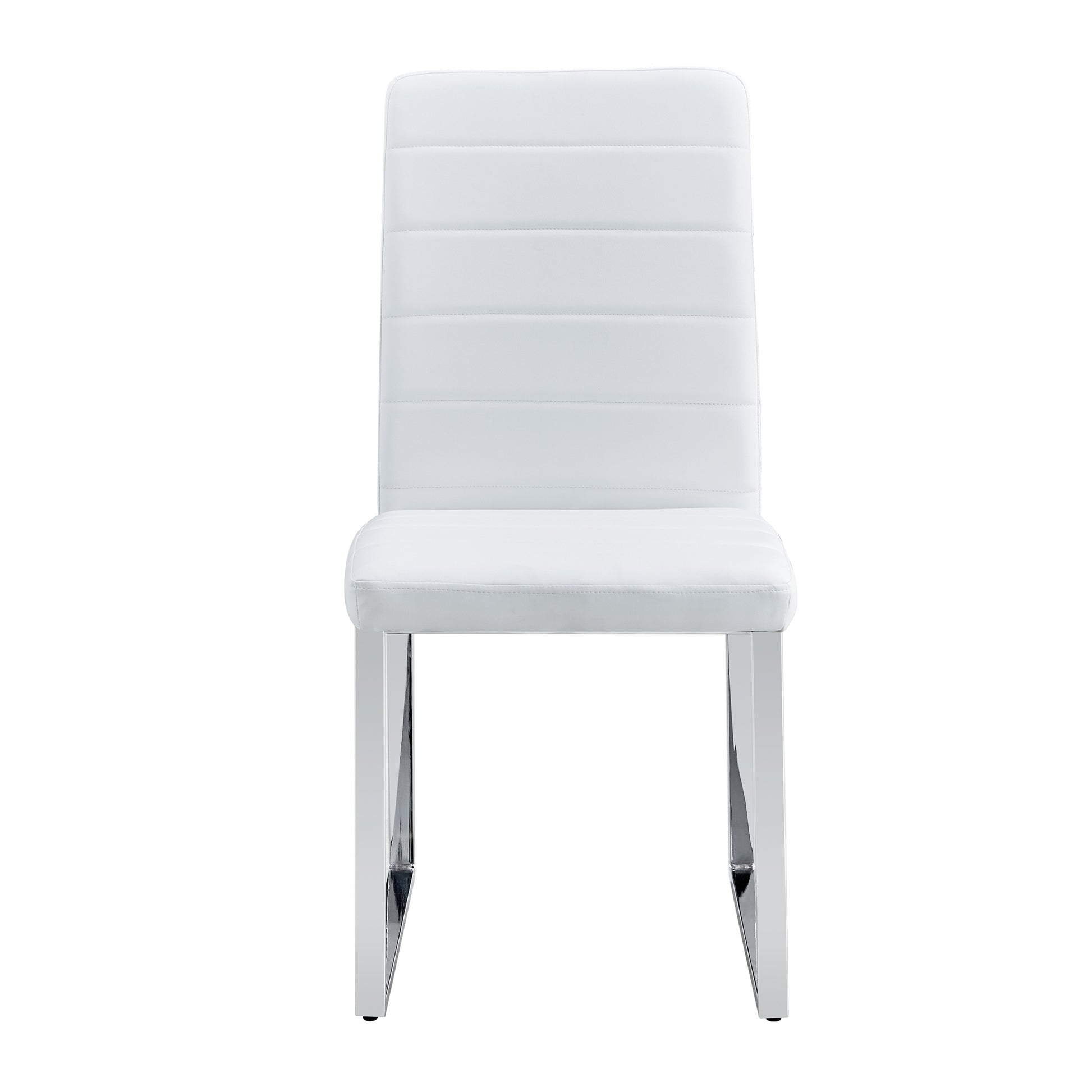 Set Of 2 Dining Chairs, White Dining Chair Set, Pu Material High Backrest Seats And Sturdy Leg Chairs, Suitable For Restaurants, Kitchens, Living Rooms White Pu