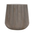22 Inch Side End Table, Mango Wood Drum Shape With Handcrafted Grooved Edges, Gray Gray Solid Wood
