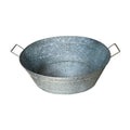 Embossed Design Oval Shape Galvanized Steel Tub With Side Handles, Small, Silver Antique Silver Steel