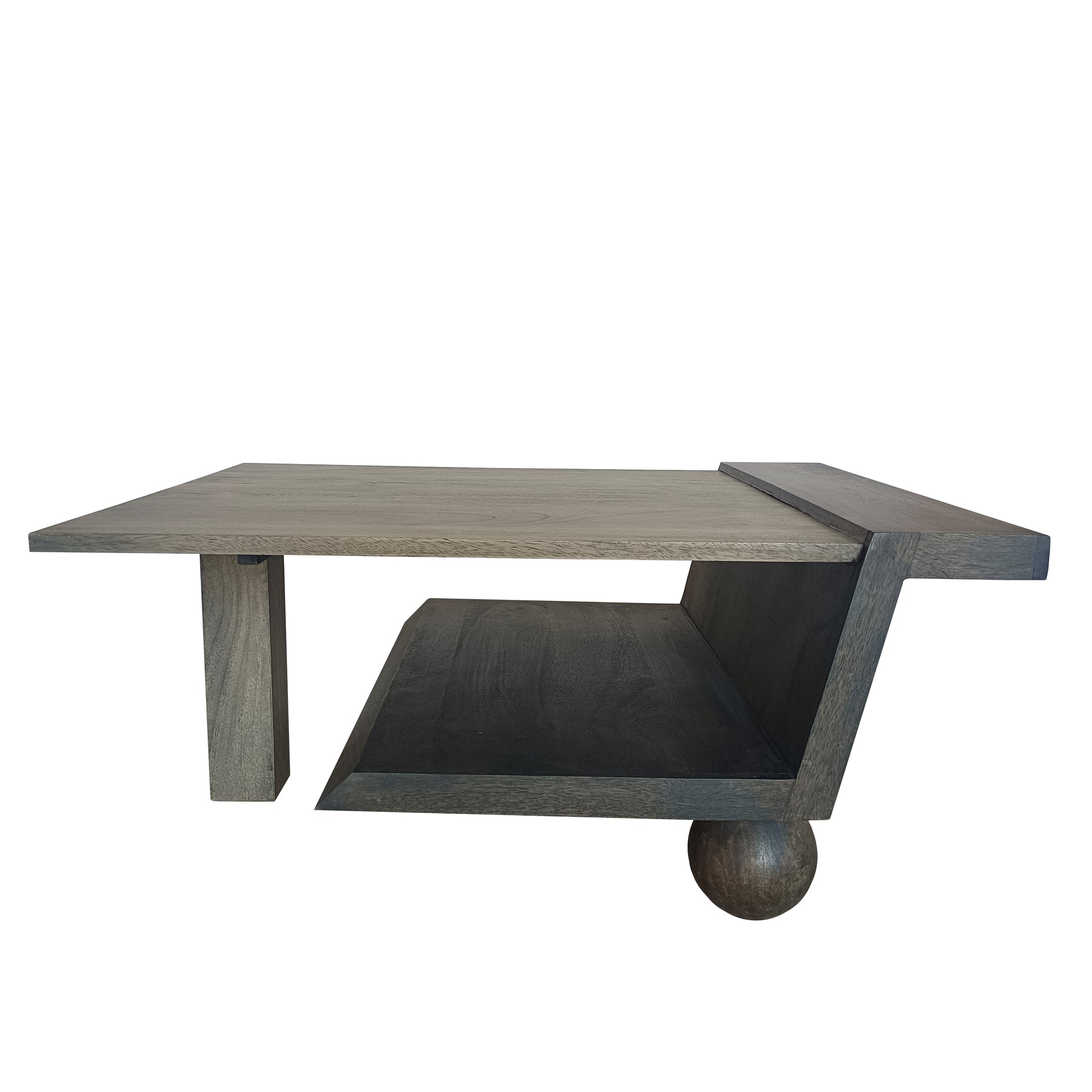 34 Inch Coffee Table, Handcrafted Natural Brown Mango Wood, Modern Contemporary Design Base Natural Walnut Solid Wood