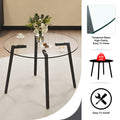 Modern Simple Style Round Transparent Tempered Glass Table, Tempered Glass Table Top, Black Metal Legs, Suitable For Kitchen, Dining Room And Living Room, 42 