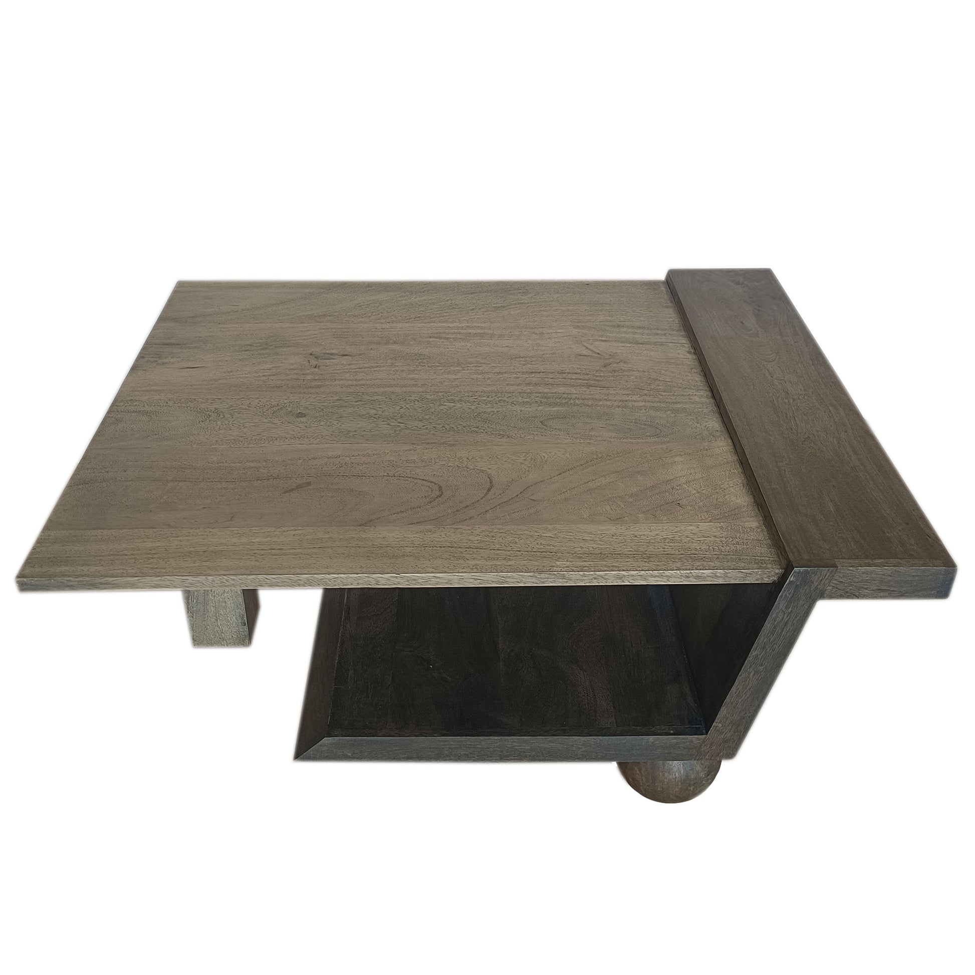 34 Inch Coffee Table, Handcrafted Natural Brown Mango Wood, Modern Contemporary Design Base Natural Walnut Solid Wood