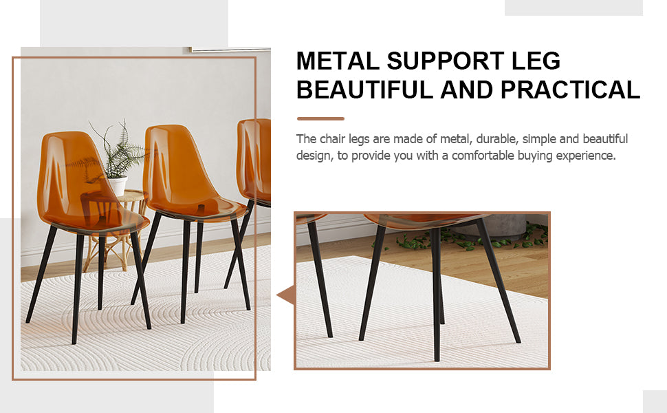 Modern Simple Golden Brown Dining Chair Plastic Chair Armless Crystal Chair Nordic Creative Makeup Stool Negotiation Chair 6 Piece Set Of Black Metal Legs Tw 1200 Brown Plastic