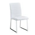 Set Of 2 Dining Chairs, White Dining Chair Set, Pu Material High Backrest Seats And Sturdy Leg Chairs, Suitable For Restaurants, Kitchens, Living Rooms White Pu