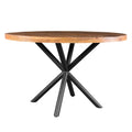 48 Inch Handcrafted Dining Table, Solid Mango Wood Round Top With Iron Crisscrossed Legs, Natural Brown And Black Black Brown Metal & Wood