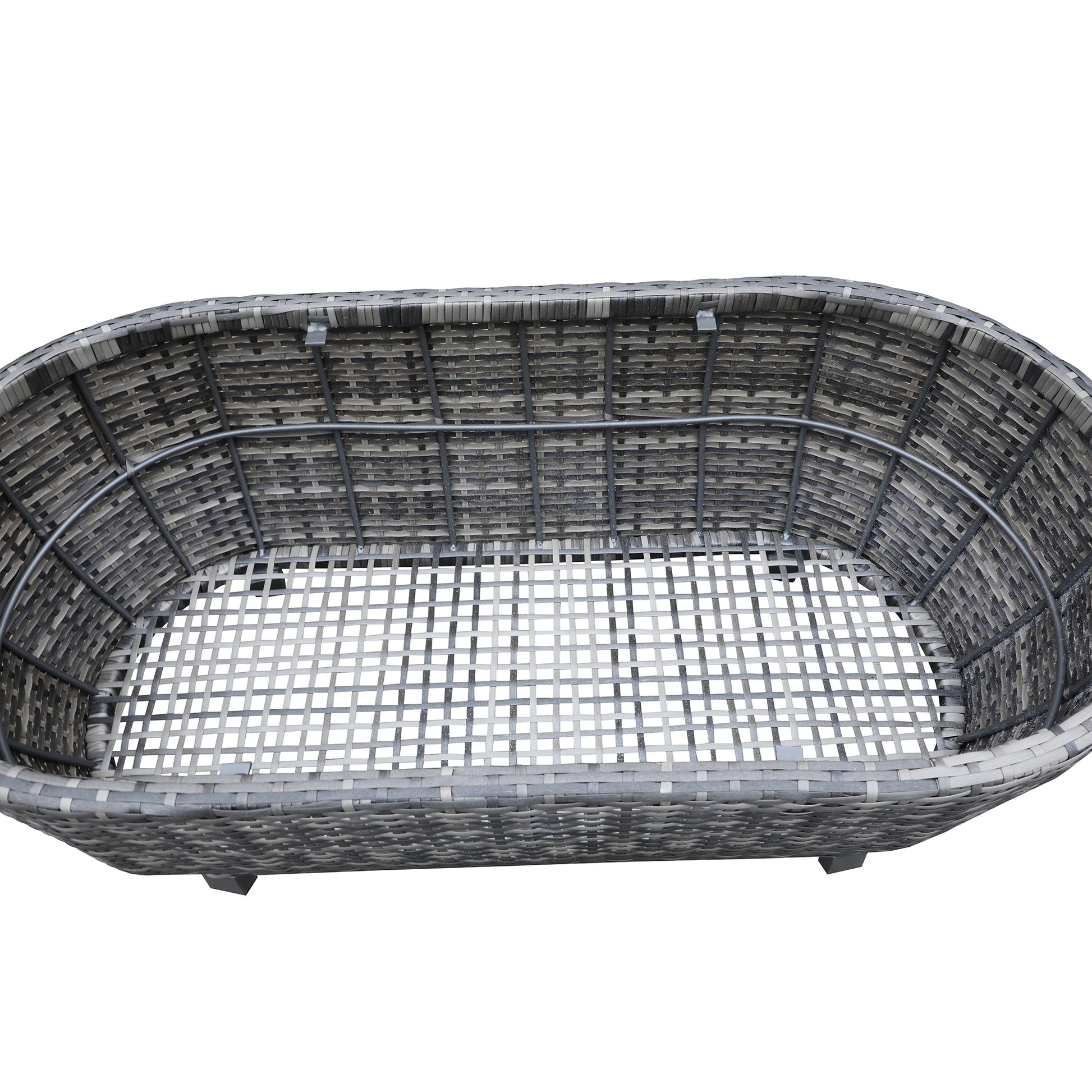 Modern Outdoor Wicker Oval Coffee Table with