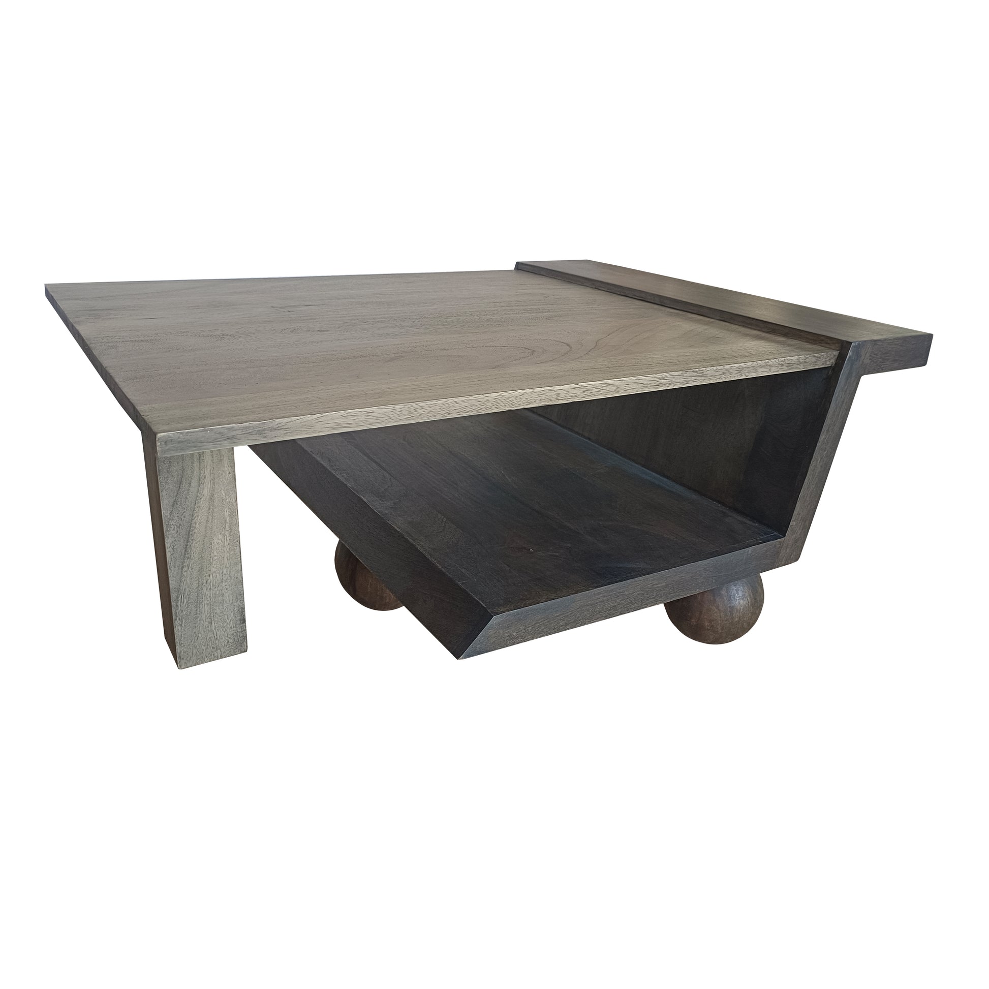 34 Inch Coffee Table, Handcrafted Natural Brown Mango Wood, Modern Contemporary Design Base Natural Walnut Solid Wood