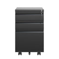 3 Drawer Mobile File Cabinet With Lock,Metal Filing Cabinets For Home Office Organizer Letters Legal A4,Fully Assembled,Black Filing Cabinets 3 4 Drawers Black Office Drawers Included Modern Metal Metal