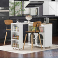 K&K Rolling Kitchen Island With Extended Table