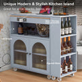 K&K Rolling Kitchen Island With Extended Table