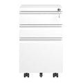 3 Drawer Mobile File Cabinet With Lock,Metal Filing Cabinets For Home Office Organizer Letters Legal A4,Fully Assembled,White Filing Cabinets 3 4 Drawers White Office Drawers Included Modern Metal Metal