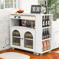 K&K Rolling Kitchen Island With Extended Table