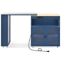 K&K Rolling Kitchen Island With Extended Table navy