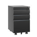 3 Drawer Mobile File Cabinet With Lock,Metal Filing Cabinets For Home Office Organizer Letters Legal A4,Fully Assembled,Black Filing Cabinets 3 4 Drawers Black Office Drawers Included Modern Metal Metal