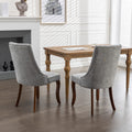 Rayon Cloth Flocking Linen Dining Chairs Channel Kitchen Dinner Chair Comfy Fabric Upholstered Accent Chair For Dining Room With Curved Solid Wood Legs,Set Of 2 Gray , Sw1847Gy Gray Light Brown Dining Room American Design,American Traditional Dining